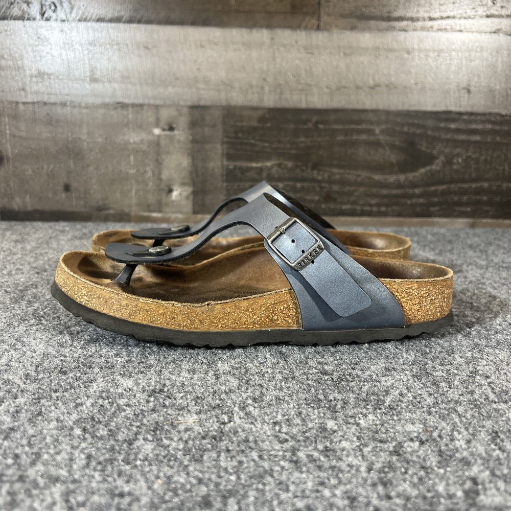 Birkenstock Gizeh - Birko-Flor Metallic Blue Sandals EU 38/ US 7.5 - Picture 4 of 15